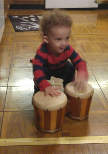 Playing the bongos!