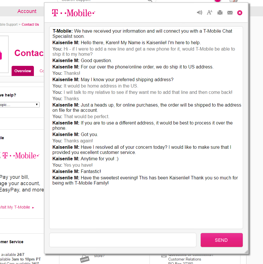 T mobile live chat